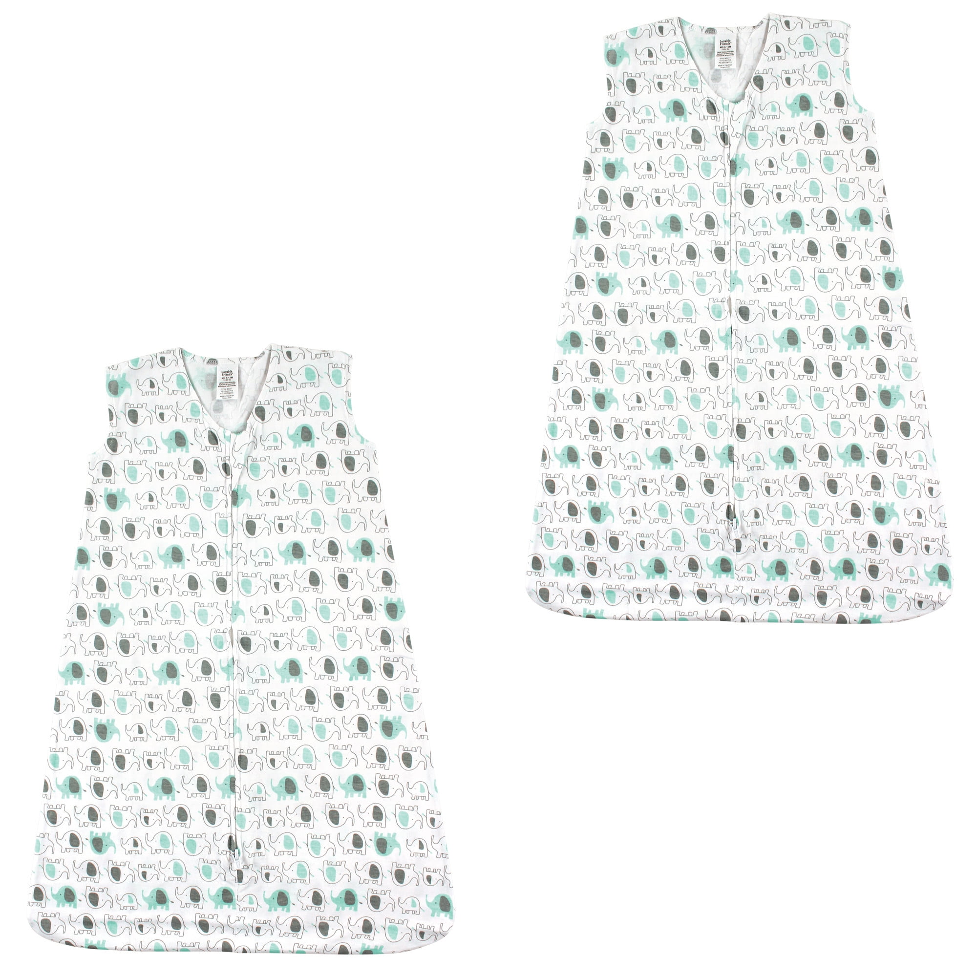 Luvable Friends Unisex Baby Sleeveless Muslin Cotton Sleeping Bag, Sack, Blanket, Elephants Jersey 2-Pack, 12-18 Months
