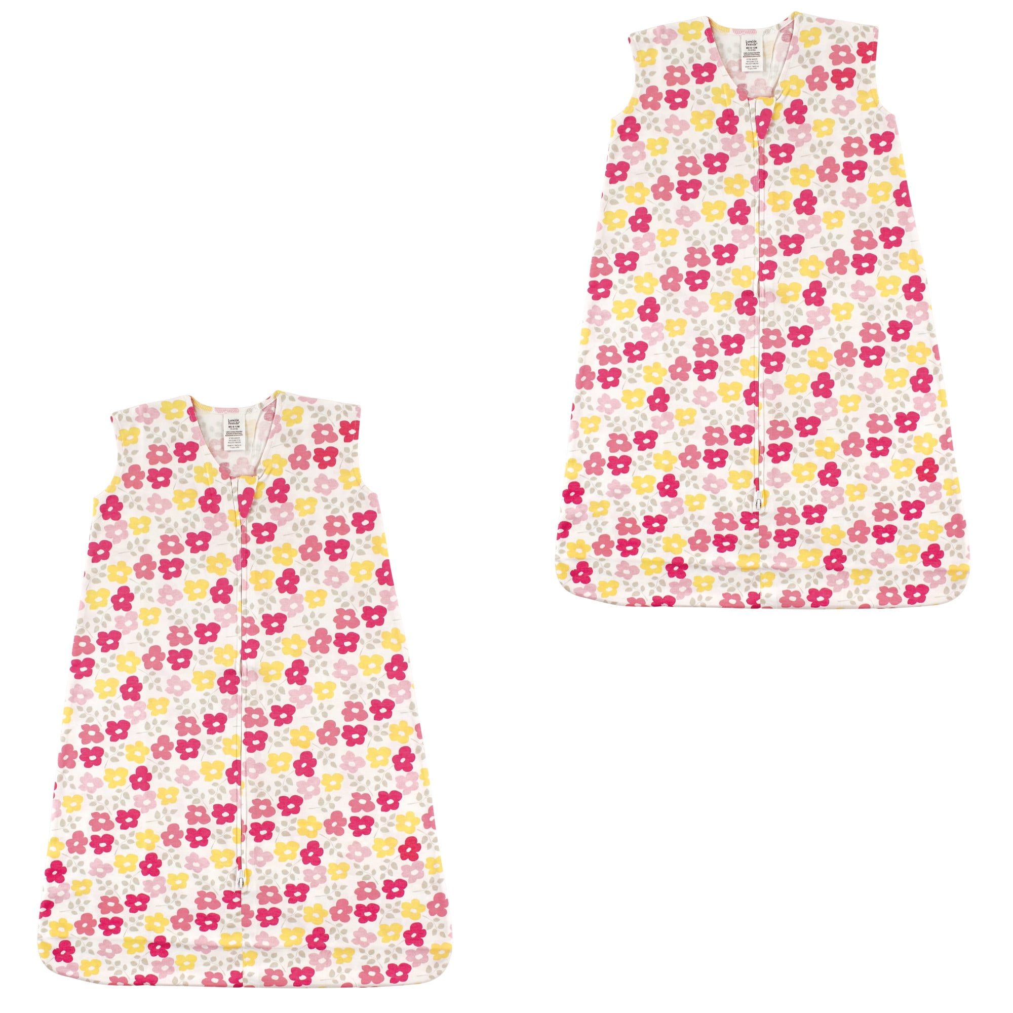 Luvable Friends Unisex Baby Sleeveless Muslin Cotton Sleeping Bag, Sack, Blanket, Flowers Jersey 2-Pack, 12-18 Months