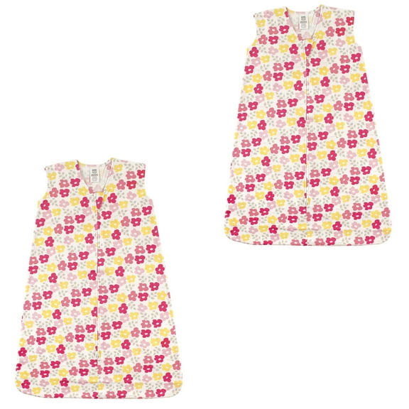 Luvable Friends Unisex Baby Sleeveless Muslin Cotton Sleeping Bag, Sack, Blanket, Flowers Jersey 2-Pack, 12-18 Months