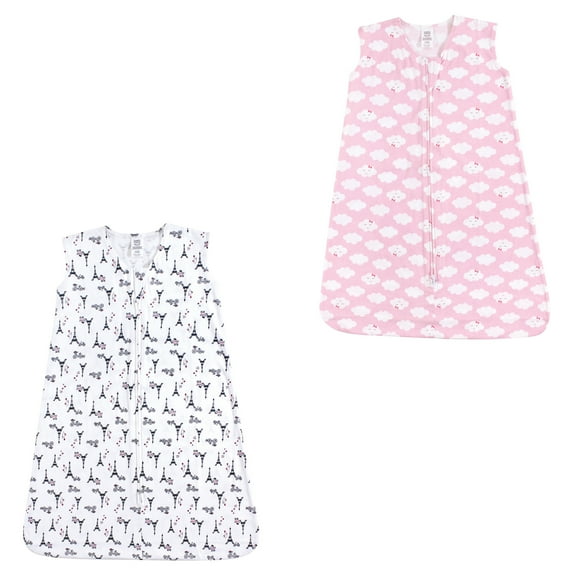 Luvable Friends Unisex Baby Sleeveless Muslin Cotton Sleeping Bag, Sack, Blanket, French Poodle Clouds Jersey 2-Pack, 0-6 Months