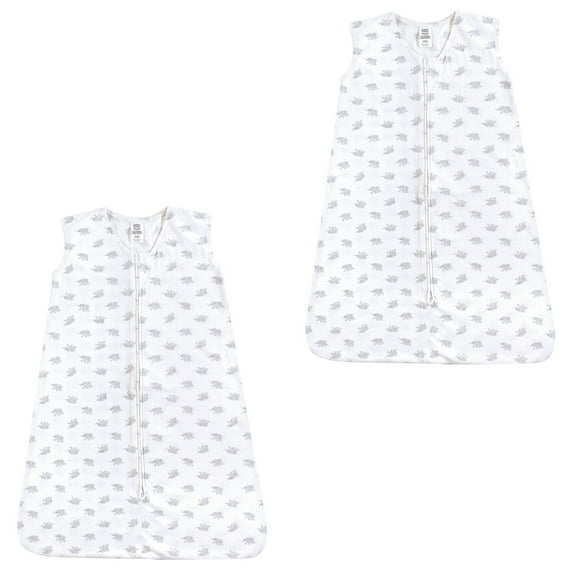 Luvable Friends Unisex Baby Sleeveless Muslin Cotton Sleeping Bag, Sack, Blanket, Gray Elephants Jersey 2-Pack, 18-24 Months