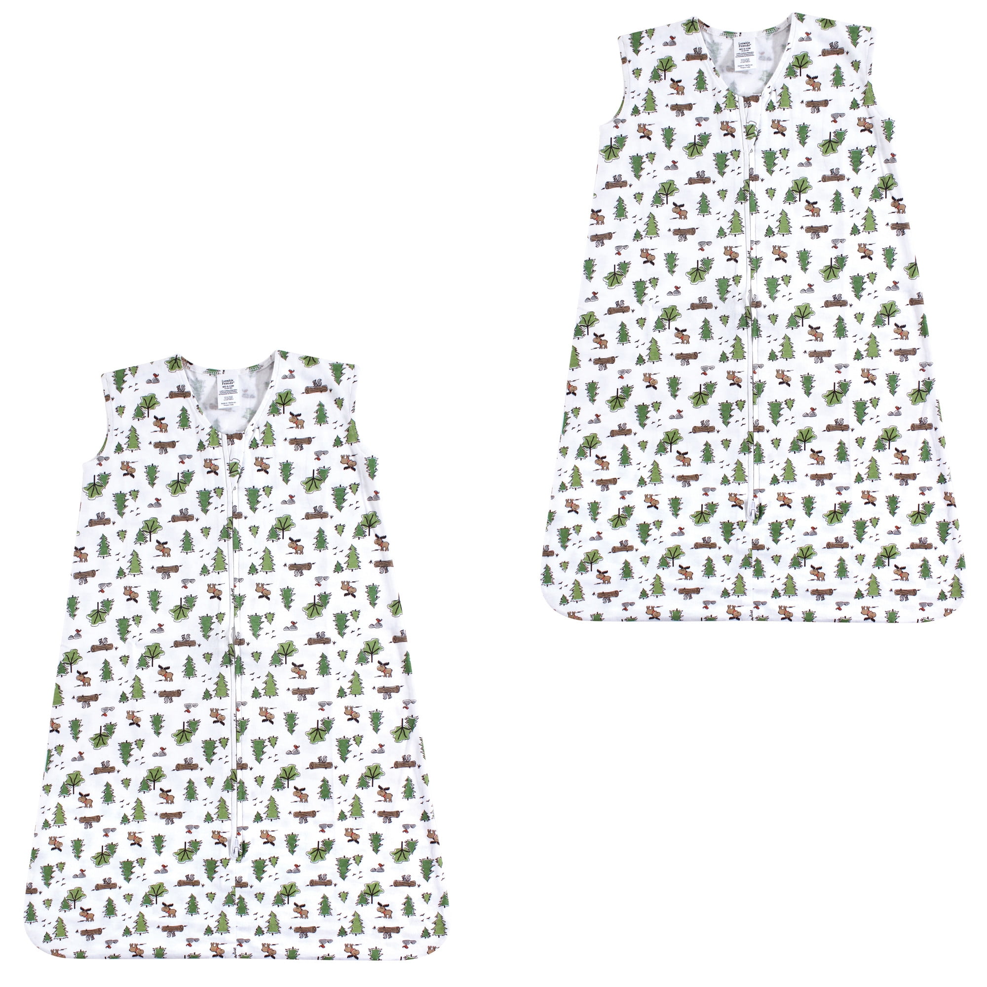 Luvable Friends Unisex Baby Sleeveless Muslin Cotton Sleeping Bag, Sack, Blanket, Moose Jersey 2-Pack, 6-12 Months