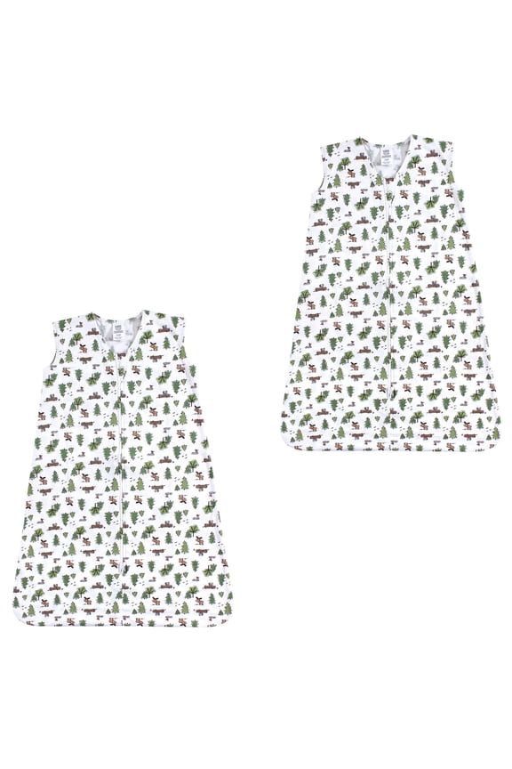 Unisex Baby Sleeveless Muslin Cotton Sleeping Bag, Sack, Blanket, Moose Jersey 2-Pack, 6-12 Months