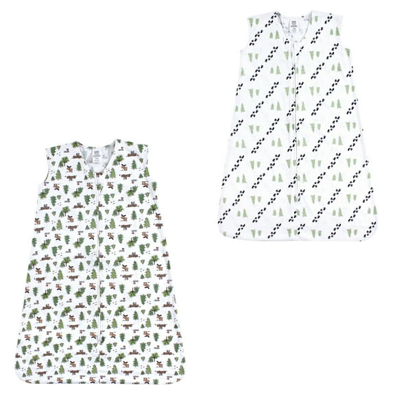 Luvable Friends Unisex Baby Sleeveless Muslin Cotton Sleeping Bag, Sack, Blanket, Moose Trees Jersey 2-Pack, 12-18 Months