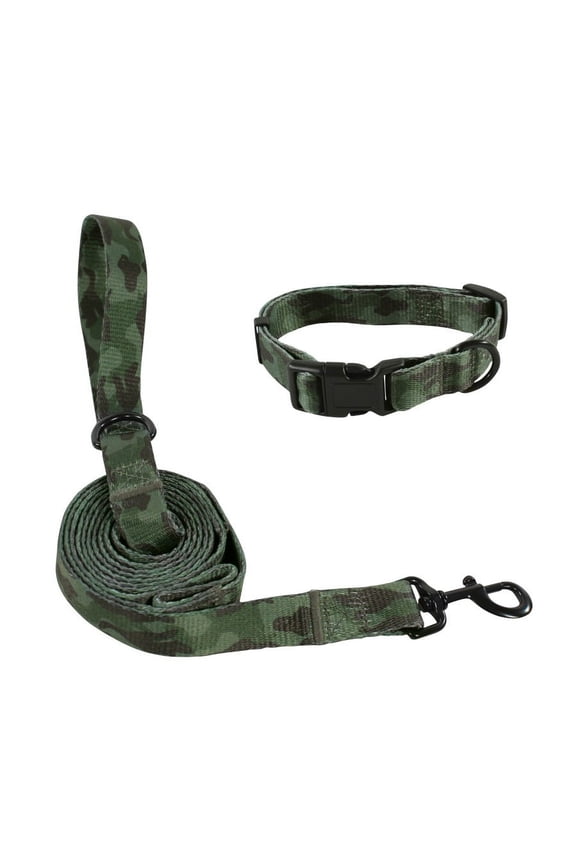 Unisex Pet Collar and Leash Set, Camo, Medium