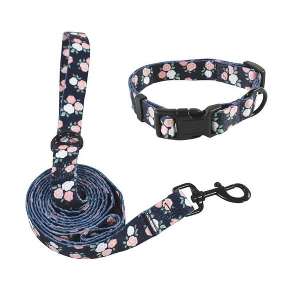 Luvable Friends Unisex Pet Collar and Leash Set, Floral, Large