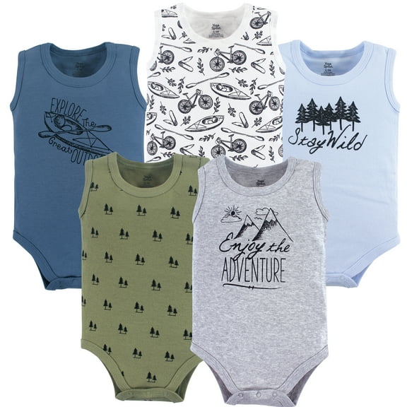 Luvable Friends Yoga Sprout Bodysuits 5pk, Little Explorer, 3-6M