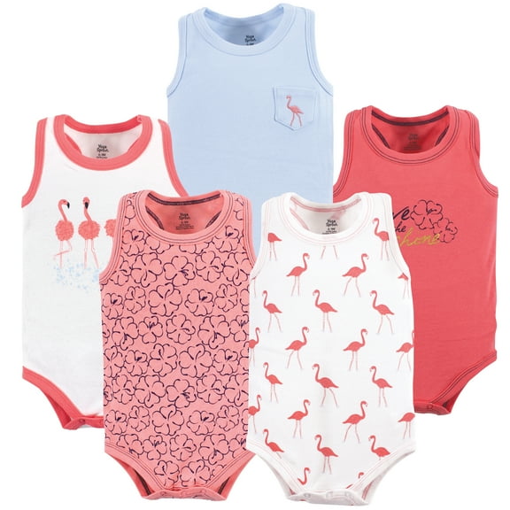 Luvable Friends Yoga Sprout Bodysuits 5pk, Tropical Pink, 0-3M