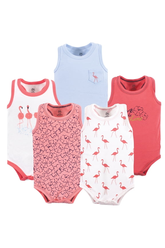 Yoga Sprout Bodysuits 5pk, Tropical Pink, 6-9M
