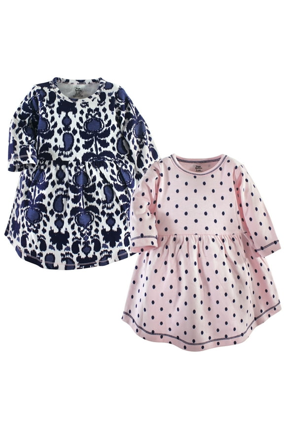 Yoga Sprout Long-Sleeve Dresses 2pk, Indigo Weave, 0-3M