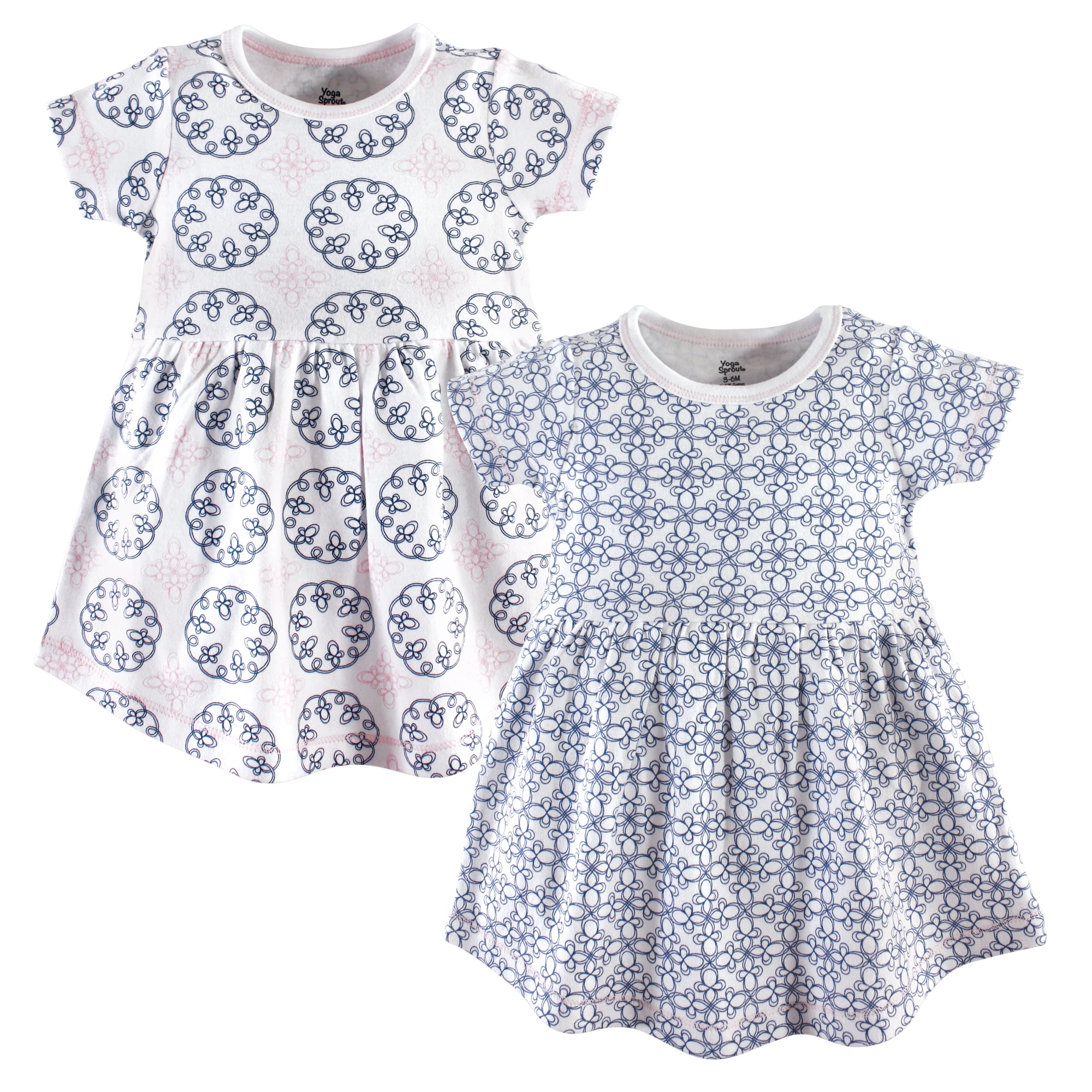 Luvable Friends Yoga Sprout Short-Sleeve Dresses 2pk, Daydream, 5T