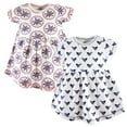 thumbnail image 1 of Luvable Friends Yoga Sprout Short-Sleeve Dresses 2pk, Floral Burst, 3-6M, 1 of 1
