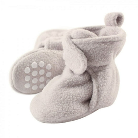Baby and Toddler Cozy Fleece Booties, Gray, 0-6 Months