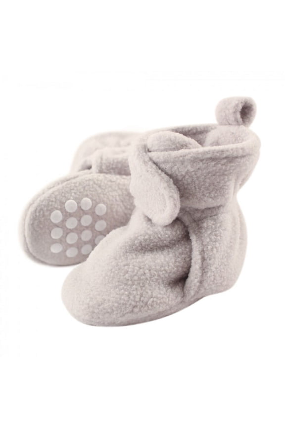 Baby and Toddler Cozy Fleece Booties, Gray, 0-6 Months