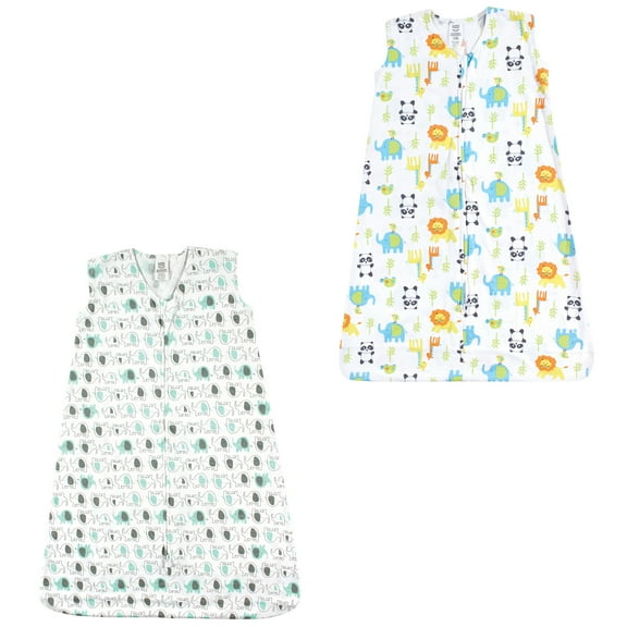 Luvable friends Baby Boy and Girl Jersey Cotton Sleeping Bag 2 Pack, Elephants and Animals, 0-6 Months
