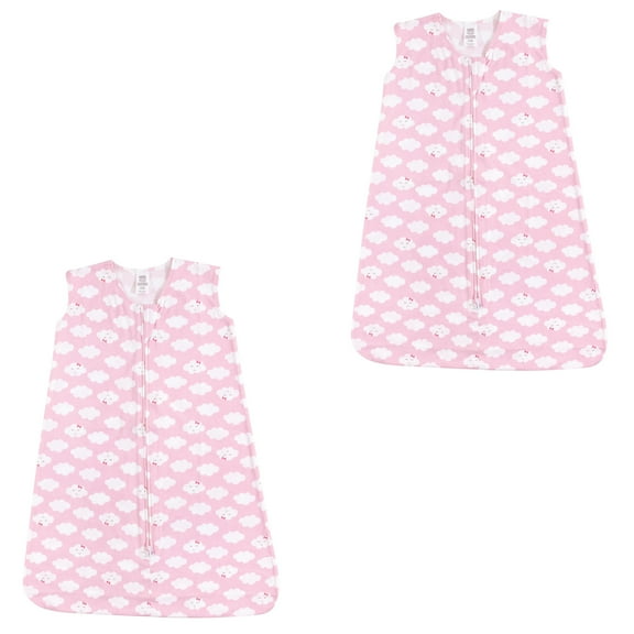 Luvable friends Baby Boy and Girl Jersey Cotton Sleeping Bag 2 Pack, Girl Clouds, 12-18 Months