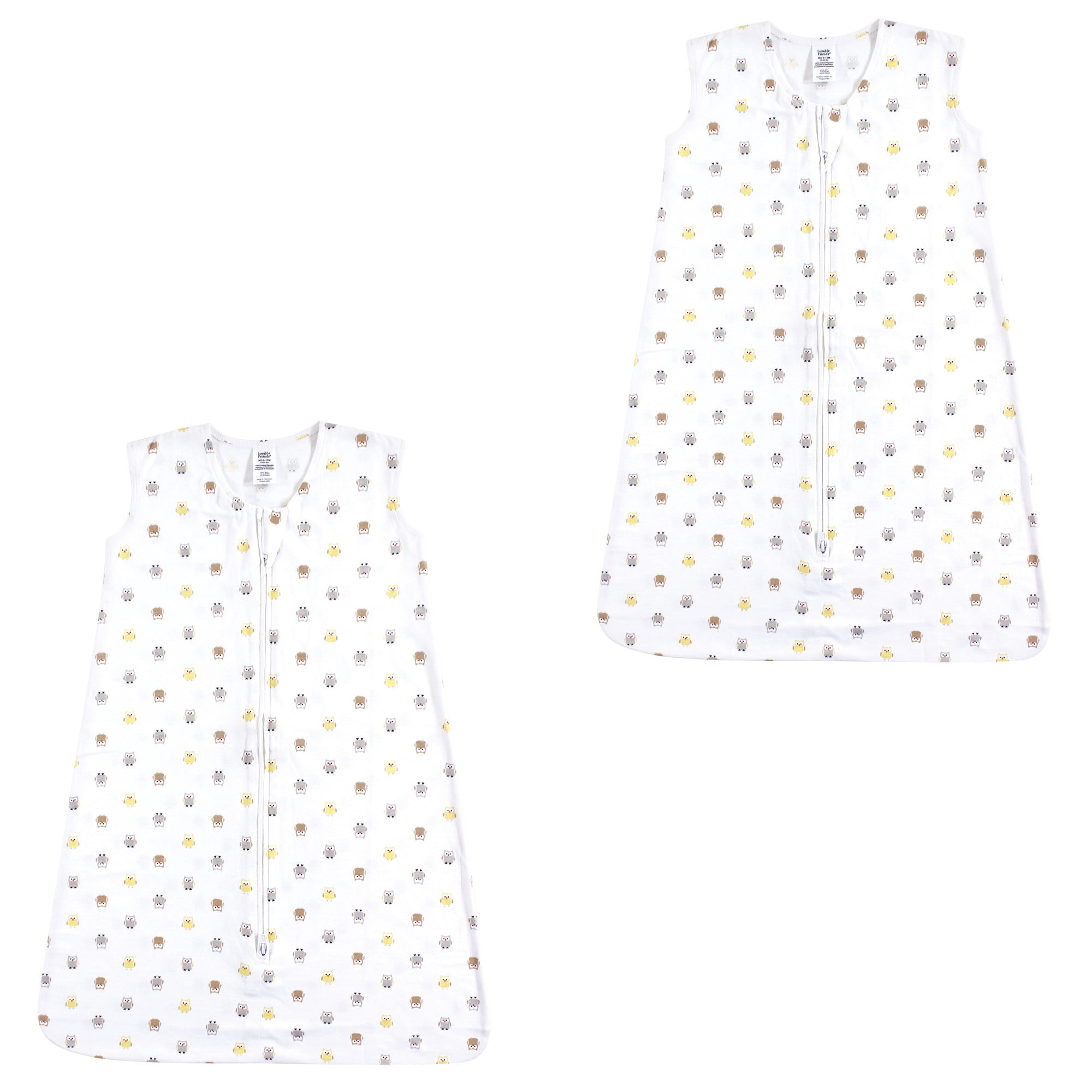Luvable friends Baby Boy and Girl Jersey Cotton Sleeping Bag 2 Pack, Owls, 6-12 Months