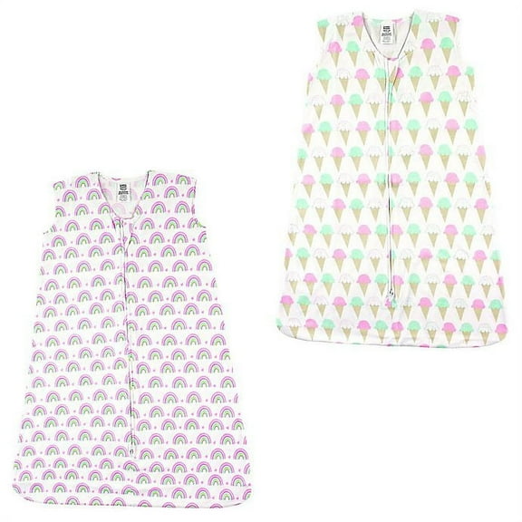 Luvable friends Baby Boy and Girl Jersey Cotton Sleeping Bag 2 Pack, Rainbows and Ice Cream, 18-24 Months