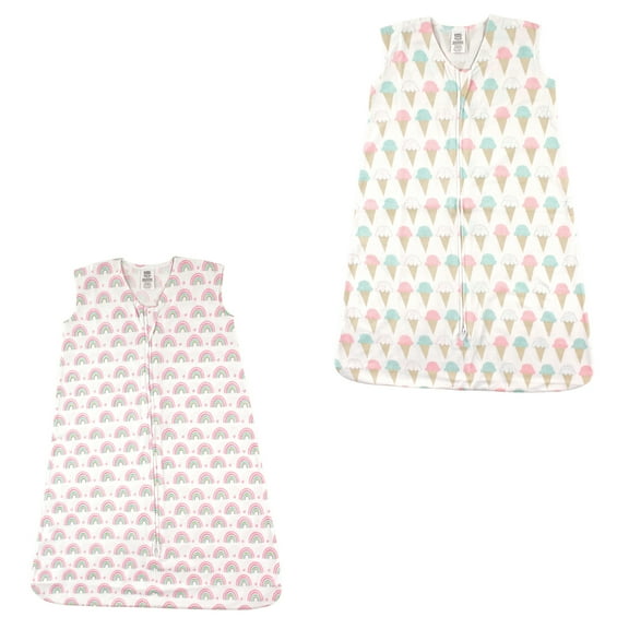 Luvable friends Baby Boy and Girl Jersey Cotton Sleeping Bag 2 Pack, Rainbows and Ice Cream, 6-12 Months