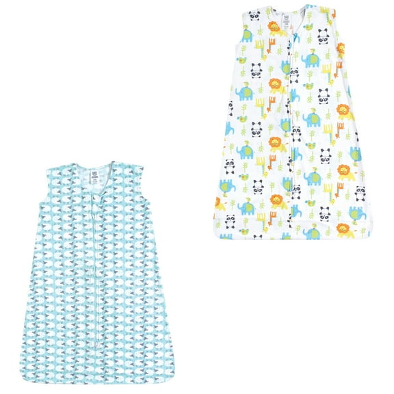 Luvable friends Baby Boy and Girl Jersey Cotton Sleeping Bag 2 Pack, Sheep and Animals, 0-6 Months