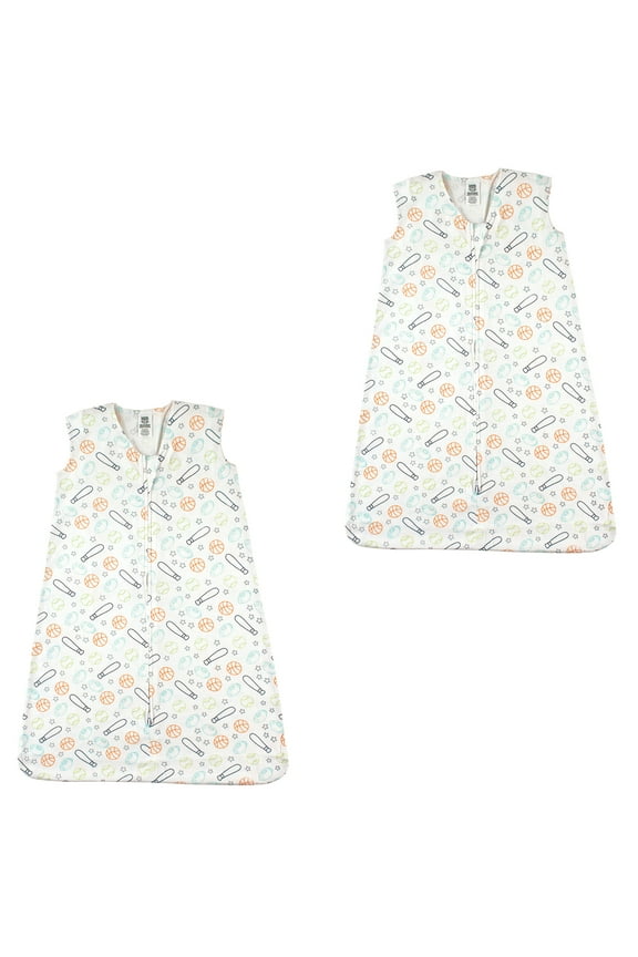 Baby Boy and Girl Jersey Cotton Sleeping Bag 2 Pack, Sports, 12-18 Months