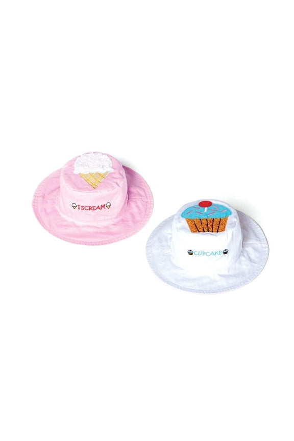 Luvali Reversible Kid's Sun Hats - UPF 50+ Large: 4-6+ years, (I-Scream/Cupcake)
