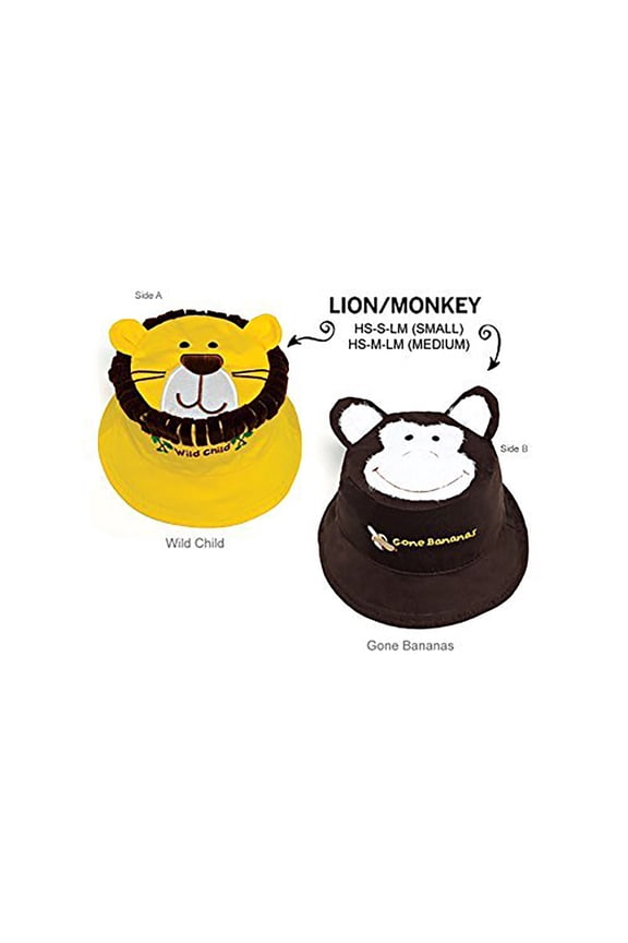 Luvali Reversible Sun Hat Infants UPF 50+ 6 mo 2 years (Lion/Monkey)
