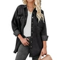 thumbnail image 1 of Luvamia Women's Jean Jacket Distressed Ripped Button Front Denim Jacket Long Sleeve Boyfriend Outerwear, L, Fit Size 12-14, 1 of 7