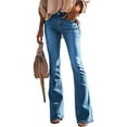 thumbnail image 1 of Luvamia Womens Mid Rise Flare Bell Bottom Jeans Retro Wide Leg Denim Pants, Size S-2XL, 1 of 8