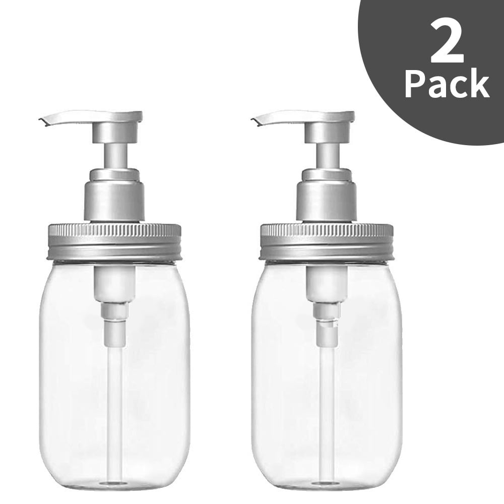 Luvan 16oz Clear Soap Dispenser ,2 Pack Soap Pump Bottle Dispenser for Bathroom, Reusable