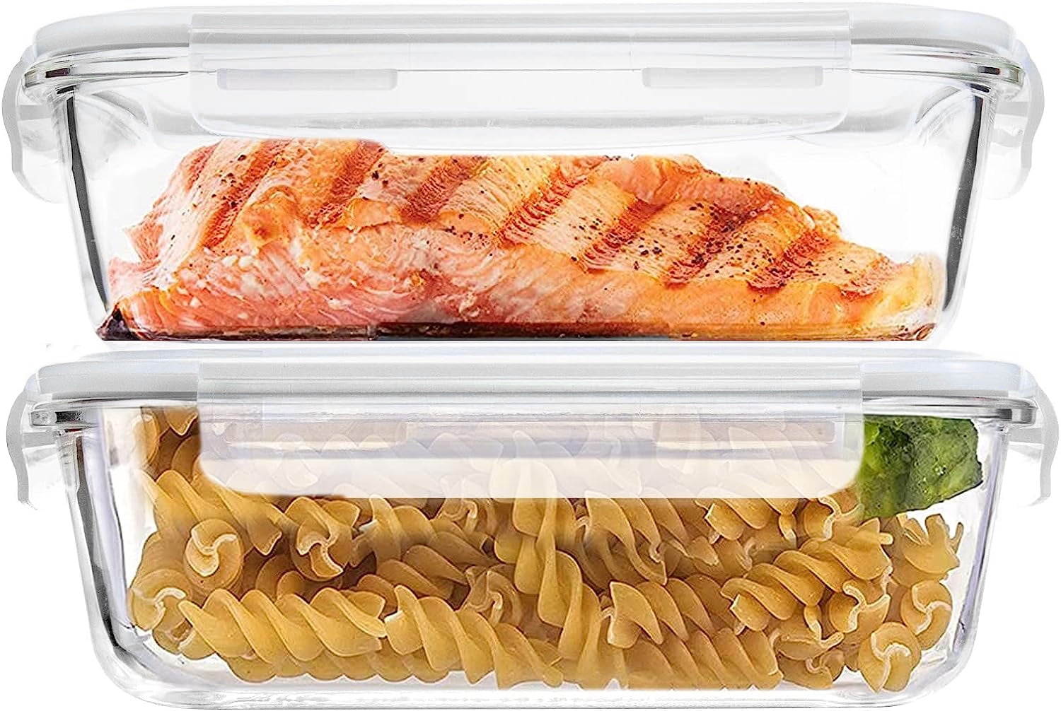 Luvan 2 Pack 35 oz Glass Food Storage Containers with Lids for Meal