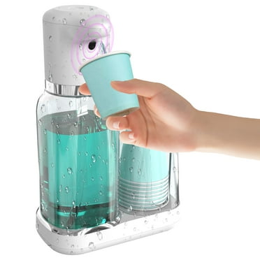 Luvan 25oz Electric Mouthwash Dispenser for Bathroom,Plastic Dispenser with Cup Holder