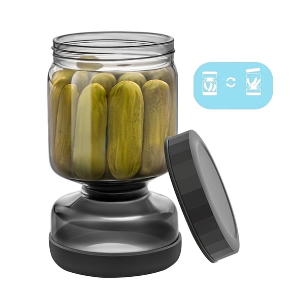 Luvan Luvan Pickle Jar with Flip Strainer 34oz Glass Fermentation Food ...