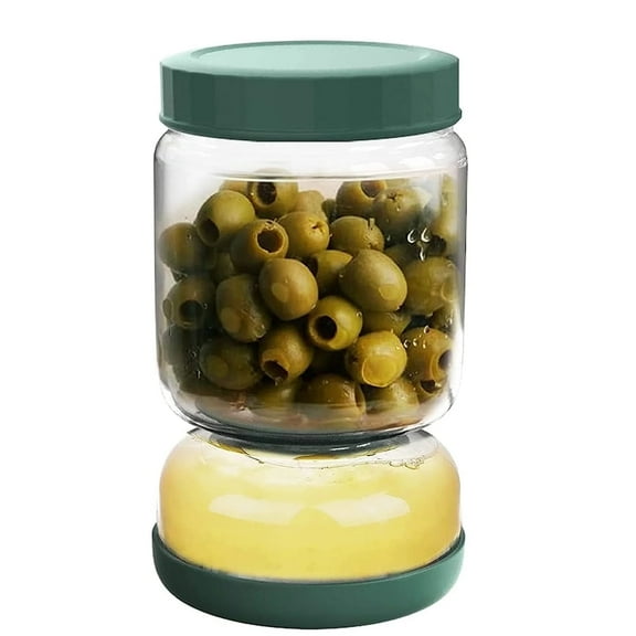 Luvan 34oz Glass Pickle Jar with Strainer Flip,Hourglass Jar for Jalapeno Olives Fruit,Kimchi Container