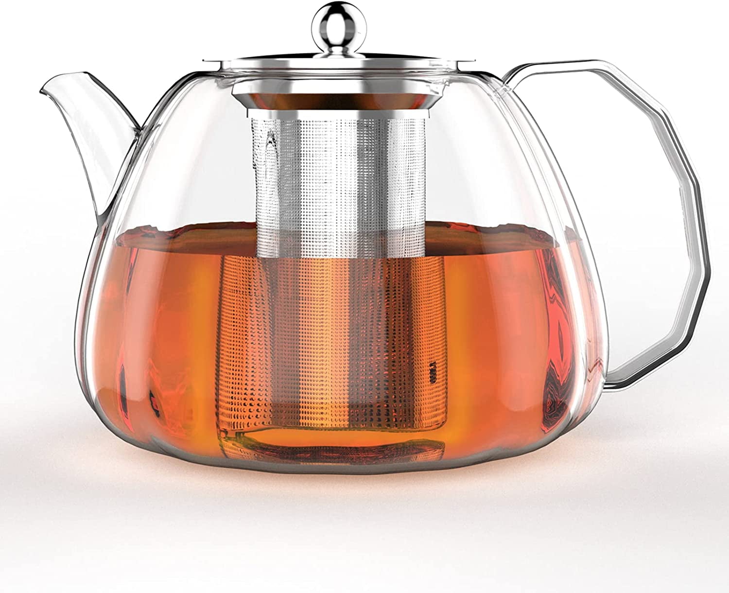 Luvan 44oz Glass Tea Kettle with Infuser,1.3L Clear Tea Pot for Loose Tea,Glass  Teapot Blooming Tea 