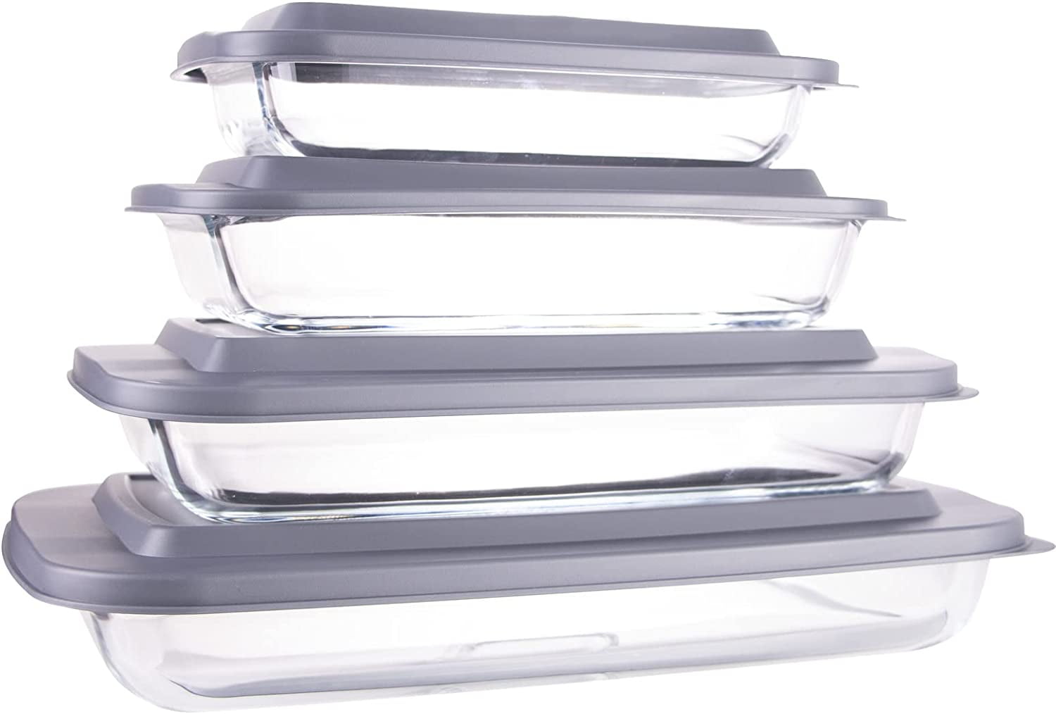 Luvan Glass Baking Dishes with Lids,8 Pieces Rectangular Glass Baking