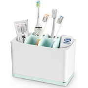 Luvan Toothbrush Holder for Bathroom,White Toothbrush Stand,Plastic Electric Toothbrush Toothpaste Organizer