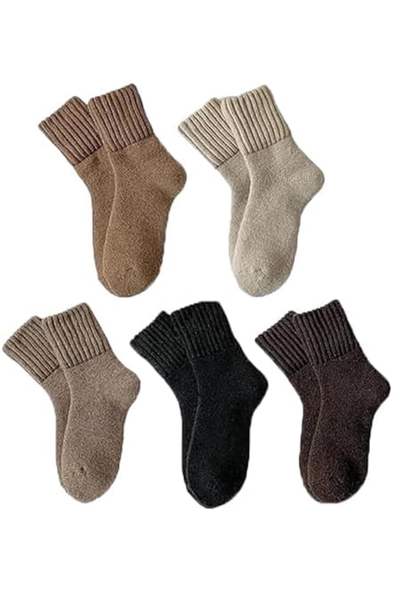Luvane Socks, Luvane Socks Women, 5 Pairs Women's Solid Mid Calf Socks, Womens Solid Mid Calf Socks Fall and Winter