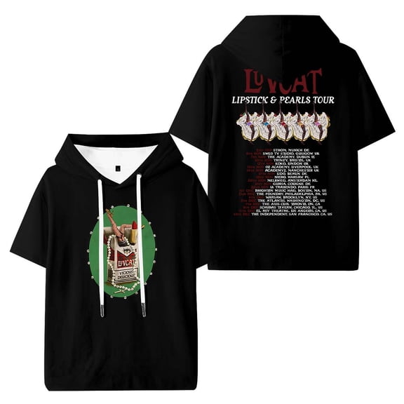Luvcat Lipstick And Pearls Tour Merch Hooded T-Shirts Women Men Short Sleeve Tee Casual Fashion Clothes