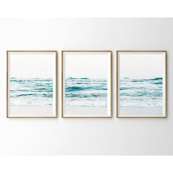 Luvia 3 Piece Ocean Set Of 3 Prints Coastal Decor Beach Poster Triptych Gallery Wall Set Affordable Art Beach Art, Modern Wall Decor Set 3 Prints 8x12 UNFRAMED