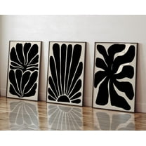 Luvia Abstract Botanical Black Beige Set Of 3, Modern Gallery Wall, Flower, Moody Set, Floral, Modern Wall Decor Set 3 Prints 8x12 UNFRAMED