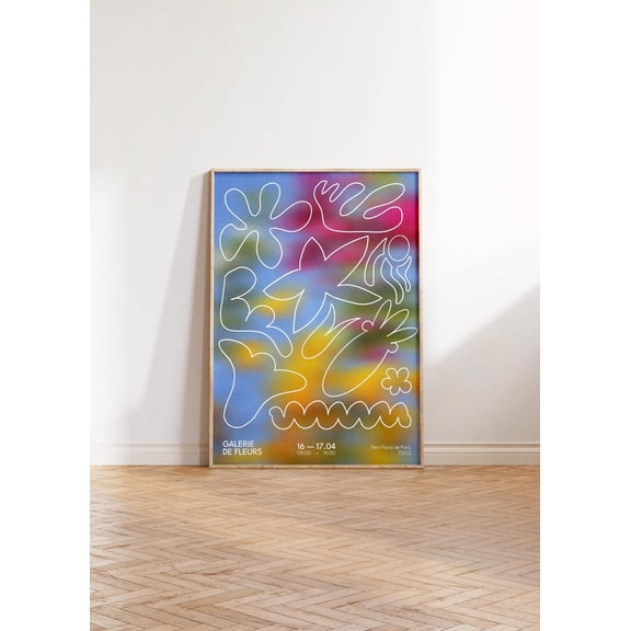 Luvia Abstract Flower Poster, Galerie de Fleur Minimal Contemporary Maximalist Retro Style Wall Art, 8x12 UNFRAMED