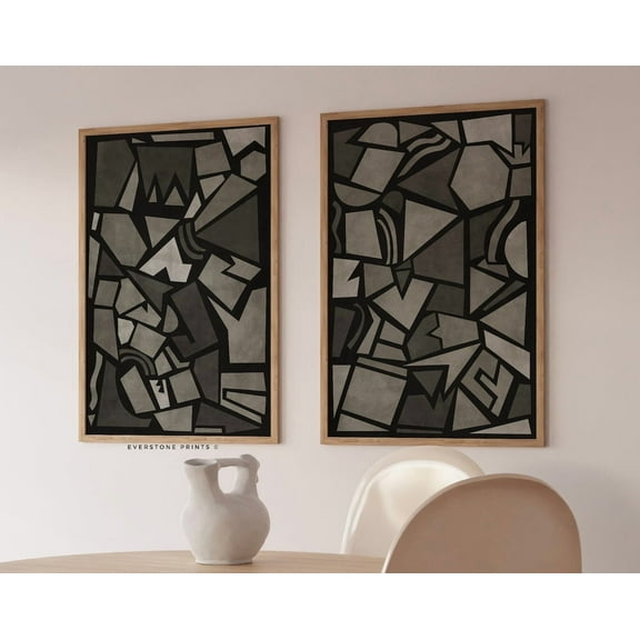 Luvia Abstract Geometric Set, Textured, Modern, Abstract Shapes, Geometric Art, Modern Wall Decor Set 2 Prints 8x12 UNFRAMED