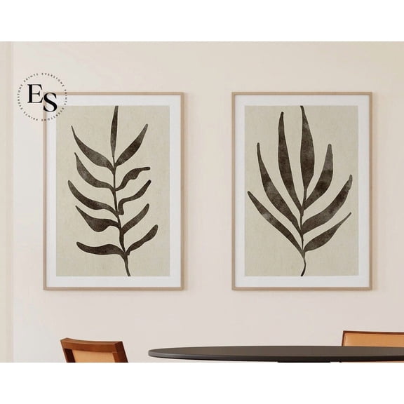 Luvia Abstract Plant Art, Botanical Leaves, Set Of 2 Prints Set, Floral Poster, Modern Neutral Leaves Art, Modern Wall Decor Set 2 Prints 16x24 UNFRAMED