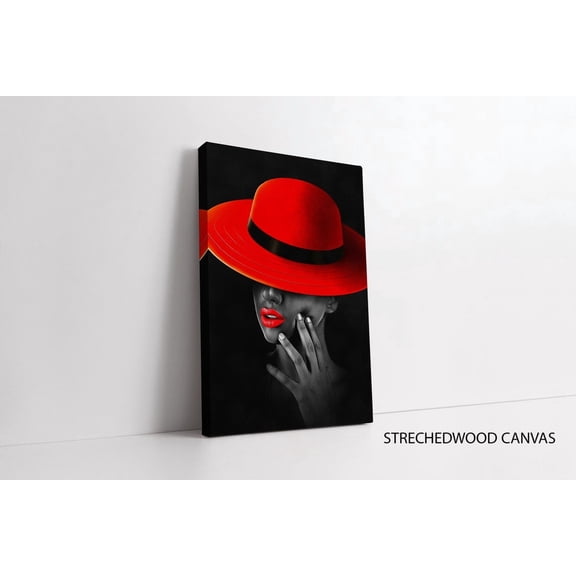 Luvia African Woman In Red Hat Canvas Print, Ethnic Art, Cultural Decor, Unique African Artwork Canvas, 8x10 UNFRAMED