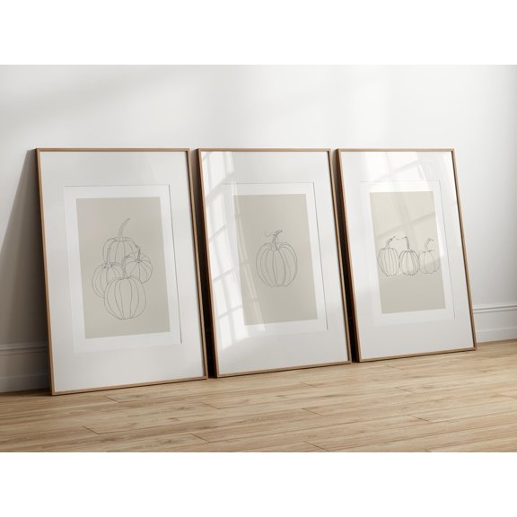 Luvia Autumn Art Set of 3 Fall Wall Arts Warm Fall Prints Autumn Pumpkin Print Fall Pumpkin Print Warm Fall Decor Wall Decor Set 3 Prints 8x12 UNFRAMED