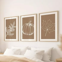 Luvia Autumn Art Set of 3, Warm Fall Prints, Autumn Pumpkin Print, Fall Leaves Print, Warm Fall Decor Prints, Warm Tones Wall Art Wall Decor Set 3 Prints 8x12 UNFRAMED