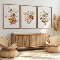 Luvia Autumn Botanical Prints, Minimalist Wall Art, Fall Colors Print, Modern Home Printing, Autumn Leaves Set of 3 Wall Decor Set 3 Prints 8x12 UNFRAMED