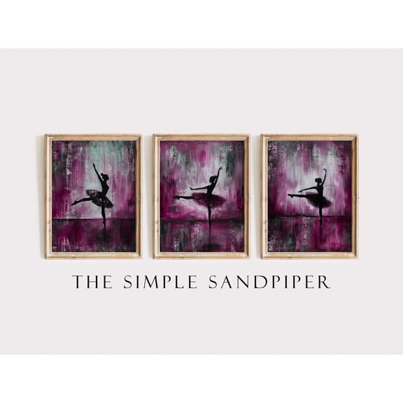Luvia Ballet Triptych, Abstract Pink Ballerina Set, The Leap Pose And Turn, No Unframeds, Modern Wall Decor Set 3 Prints 8x12 UNFRAMED
