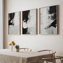 Luvia Black White Brush Strokes Posters, Modern Abstract Prints Set Of 3, , Modern Wall Decor Set 3 Prints 8x12 UNFRAMED